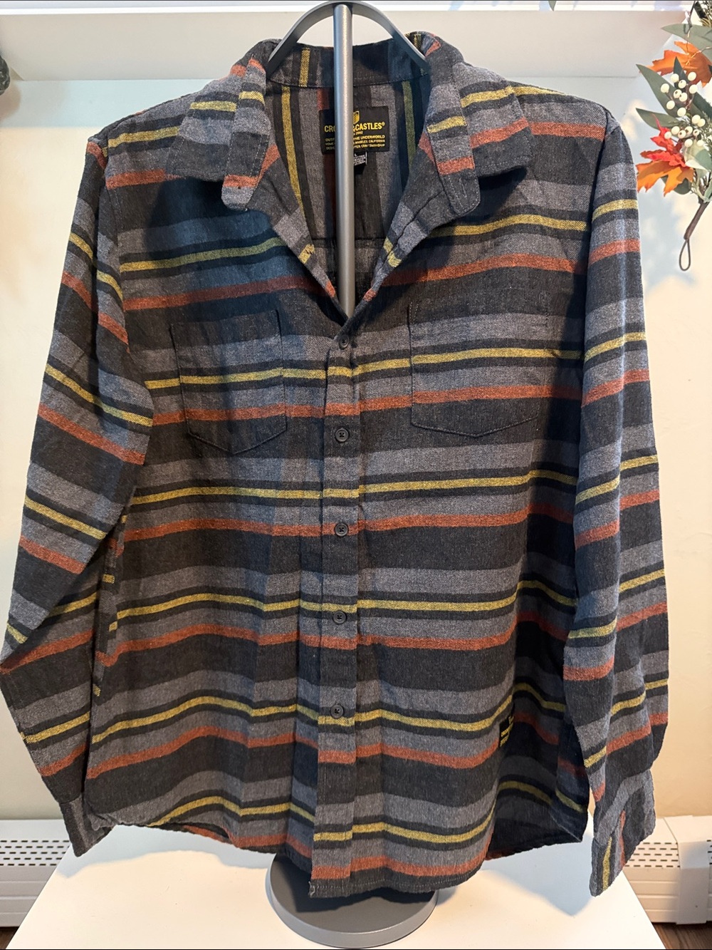 Chestnut & Stables Men's Gray Striped Button-Up Jacket
